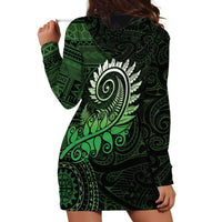 New Zealand Maori Koru Fern Hoodie Dress Spiral Polynesian Style Green LT05 - Polynesian Pride
