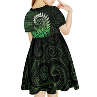 New Zealand Maori Koru Fern Kid Short Sleeve Dress Spiral Polynesian Style Green LT05 - Polynesian Pride