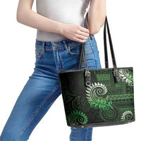 New Zealand Maori Koru Fern Leather Tote Bag Spiral Polynesian Style Green LT05 - Polynesian Pride