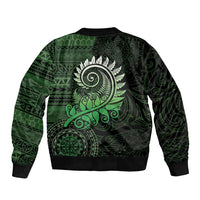 New Zealand Maori Koru Fern Sleeve Zip Bomber Jacket Spiral Polynesian Style Green LT05 - Polynesian Pride