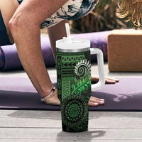 New Zealand Maori Koru Fern Tumbler With Handle Spiral Polynesian Style Green LT05 - Polynesian Pride