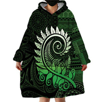 New Zealand Maori Koru Fern Wearable Blanket Hoodie Spiral Polynesian Style Green LT05 - Polynesian Pride