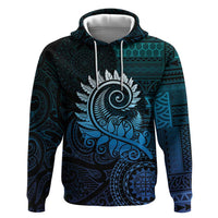 New Zealand Maori Koru Fern Hoodie Spiral Polynesian Style Aqua Gradient LT05 Pullover Hoodie Aqua - Polynesian Pride