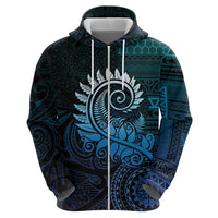 New Zealand Maori Koru Fern Hoodie Spiral Polynesian Style Aqua Gradient LT05 - Polynesian Pride
