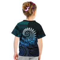 New Zealand Maori Koru Fern Kid T Shirt Spiral Polynesian Style Aqua Gradient LT05 - Polynesian Pride