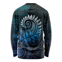 New Zealand Maori Koru Fern Long Sleeve Shirt Spiral Polynesian Style Aqua Gradient LT05 - Polynesian Pride