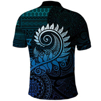 New Zealand Maori Koru Fern Polo Shirt Spiral Polynesian Style Aqua Gradient LT05 - Polynesian Pride