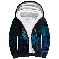New Zealand Maori Koru Fern Sherpa Hoodie Spiral Polynesian Style Aqua Gradient LT05 Unisex Aqua - Polynesian Pride