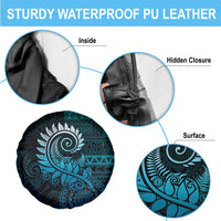 New Zealand Maori Koru Fern Spare Tire Cover Spiral Polynesian Style Aqua Gradient LT05 - Polynesian Pride