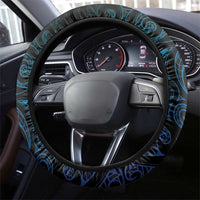 New Zealand Maori Koru Fern Steering Wheel Cover Spiral Polynesian Style Aqua Gradient LT05 - Polynesian Pride