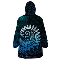 New Zealand Maori Koru Fern Wearable Blanket Hoodie Spiral Polynesian Style Aqua Gradient LT05 - Polynesian Pride