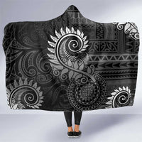 New Zealand Maori Koru Fern Hooded Blanket Spiral Polynesian Style Gray LT05 One Size Gray - Polynesian Pride