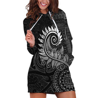 New Zealand Maori Koru Fern Hoodie Dress Spiral Polynesian Style Gray LT05 Gray - Polynesian Pride