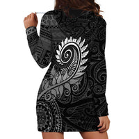 New Zealand Maori Koru Fern Hoodie Dress Spiral Polynesian Style Gray LT05 - Polynesian Pride