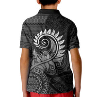 New Zealand Maori Koru Fern Kid Polo Shirt Spiral Polynesian Style Gray LT05 - Polynesian Pride