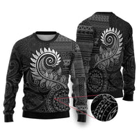 New Zealand Maori Koru Fern Ugly Christmas Sweater Spiral Polynesian Style Gray LT05 Gray - Polynesian Pride
