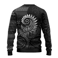 New Zealand Maori Koru Fern Ugly Christmas Sweater Spiral Polynesian Style Gray LT05 - Polynesian Pride