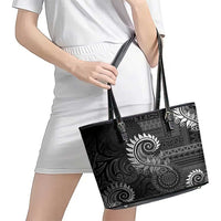 New Zealand Maori Koru Fern Leather Tote Bag Spiral Polynesian Style Gray LT05 - Polynesian Pride