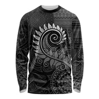 New Zealand Maori Koru Fern Long Sleeve Shirt Spiral Polynesian Style Gray LT05 Unisex Gray - Polynesian Pride
