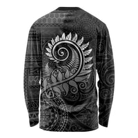New Zealand Maori Koru Fern Long Sleeve Shirt Spiral Polynesian Style Gray LT05 - Polynesian Pride