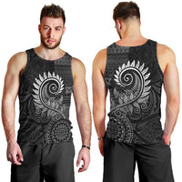 New Zealand Maori Koru Fern Men Tank Top Spiral Polynesian Style Gray LT05 - Polynesian Pride
