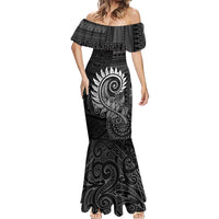 New Zealand Maori Koru Fern Mermaid Dress Spiral Polynesian Style Gray LT05 - Polynesian Pride
