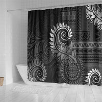 New Zealand Maori Koru Fern Shower Curtain Spiral Polynesian Style Gray LT05 - Polynesian Pride