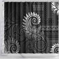 New Zealand Maori Koru Fern Shower Curtain Spiral Polynesian Style Gray LT05 - Polynesian Pride