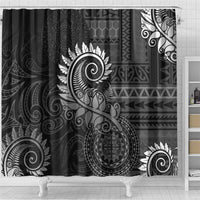 New Zealand Maori Koru Fern Shower Curtain Spiral Polynesian Style Gray LT05 - Polynesian Pride