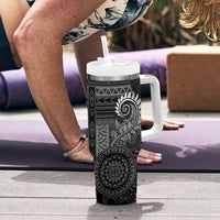 New Zealand Maori Koru Fern Tumbler With Handle Spiral Polynesian Style Gray LT05 - Polynesian Pride