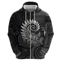 New Zealand Maori Koru Fern Zip Hoodie Spiral Polynesian Style Gray LT05 - Polynesian Pride