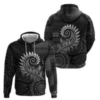 New Zealand Maori Koru Fern Zip Hoodie Spiral Polynesian Style Gray LT05 - Polynesian Pride