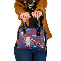 New Zealand Christmas Shoulder Handbag Haka Fern Santa Tiki Meri Kirihimete LT05 One Size Blue - Polynesian Pride