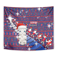 New Zealand Christmas Tapestry Haka Fern Santa Tiki Meri Kirihimete LT05 - Polynesian Pride
