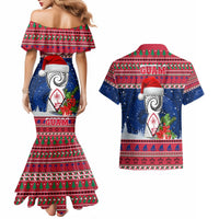 Guam Christmas Couples Matching Mermaid Dress and Hawaiian Shirt Guaman Seal Poinsettia Felis Pasgua LT05 - Polynesian Pride