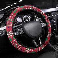 Guam Christmas Steering Wheel Cover Guaman Seal Poinsettia Felis Pasgua LT05 Universal Fit Red - Polynesian Pride