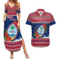 Personalized Guam Christmas Couples Matching Summer Maxi Dress and Hawaiian Shirt Guaman Seal Poinsettia Felis Pasgua LT05 Red - Polynesian Pride