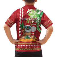 Personalised Hawaii Christmas Family Matching Off Shoulder Short Dress and Hawaiian Shirt Funny Santa Claus Surf Mele Kalikimaka LT05 - Polynesian Pride