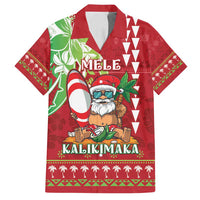 Personalised Hawaii Christmas Family Matching Puletasi and Hawaiian Shirt Funny Santa Claus Surf Mele Kalikimaka LT05 Dad's Shirt - Short Sleeve Red - Polynesian Pride