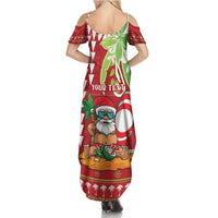 Personalised Hawaii Christmas Family Matching Summer Maxi Dress and Hawaiian Shirt Funny Santa Claus Surf Mele Kalikimaka