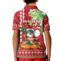 Personalised Hawaii Christmas Kid Polo Shirt Funny Santa Claus Surf Mele Kalikimaka LT05 - Polynesian Pride