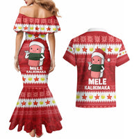 Hawaii Funny Christmas Couples Matching Mermaid Dress and Hawaiian Shirt Spam Musubi Santa LT05 - Polynesian Pride