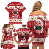 Hawaii Funny Christmas Family Matching Off Shoulder Short Dress and Hawaiian Shirt Spam Musubi Santa LT05 - Polynesian Pride