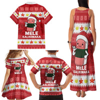 Hawaii Funny Christmas Family Matching Tank Maxi Dress and Hawaiian Shirt Spam Musubi Santa