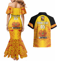 Papua New Guinea Rugby Custom Couples Matching Mermaid Dress and Hawaiian Shirt Kumul Pride Go Champions LT05 - Polynesian Pride