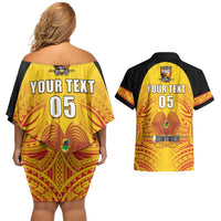 Papua New Guinea Rugby Custom Couples Matching Off Shoulder Short Dress and Hawaiian Shirt Kumul Pride Go Champions LT05 - Polynesian Pride