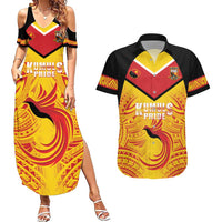 Papua New Guinea Rugby Custom Couples Matching Summer Maxi Dress and Hawaiian Shirt Kumul Pride Go Champions LT05 Yellow - Polynesian Pride