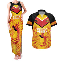 Papua New Guinea Rugby Custom Couples Matching Tank Maxi Dress and Hawaiian Shirt Kumul Pride Go Champions LT05 Yellow - Polynesian Pride