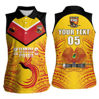 Papua New Guinea Rugby Custom Women Sleeveless Polo Shirt Kumul Pride Go Champions LT05 - Polynesian Pride
