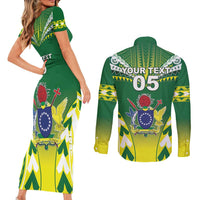 Cook Islands Rugby Custom Couples Matching Short Sleeve Bodycon Dress and Long Sleeve Button Shirt The Kukis Go Champions LT05 - Polynesian Pride